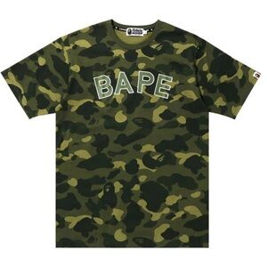 Bape SpellOut Green and Black Camouflage Tee New